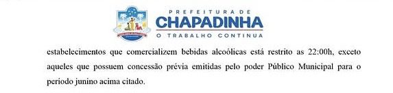 FURRUPA 2.0? Prefeitura de Chapadinha baixa decreto autoritário e bares terão que fechar às 22h durante o São João