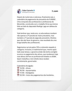 Felipe Camarão comenta início do pagamento dos precatórios e reafirma compromisso com os professores até a conclusão do pagamento pelo Governo Estadual