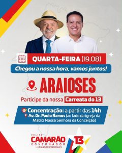 Felipe Camarão percorrerá 6 cidades do Baixo Parnaíba e Lençóis em carreatas do Time 13 nesta quarta-feira (19)