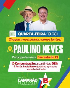 Felipe Camarão percorrerá 6 cidades do Baixo Parnaíba e Lençóis em carreatas do Time 13 nesta quarta-feira (19)