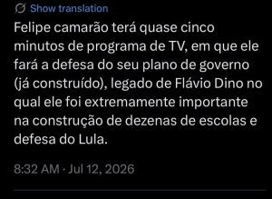 Pétala Monteiro destaca importância do tempo de TV para Felipe Camarão apresentar legado e propostas ao Maranhão